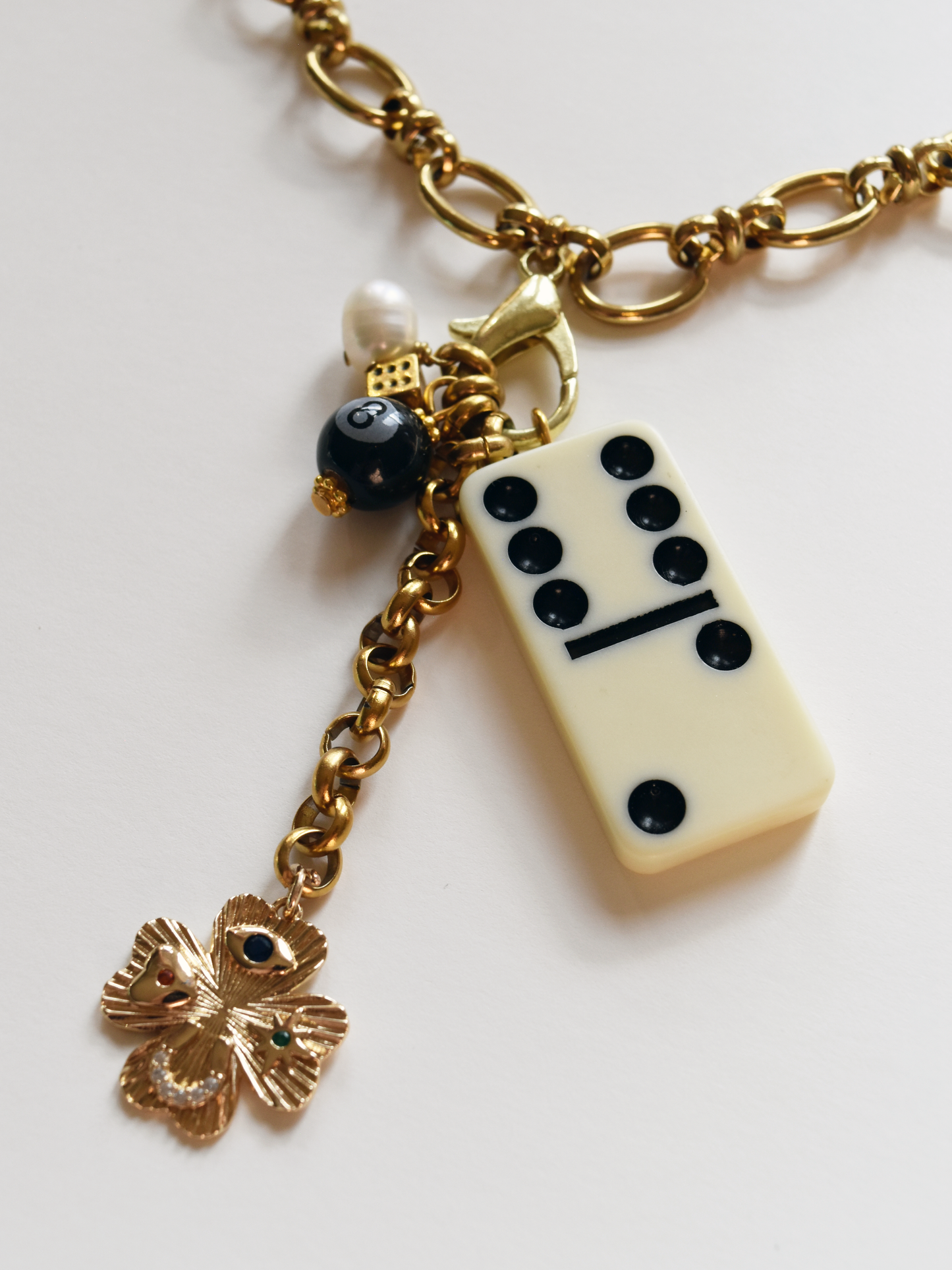 Vintage Domino Charm Chain Necklace