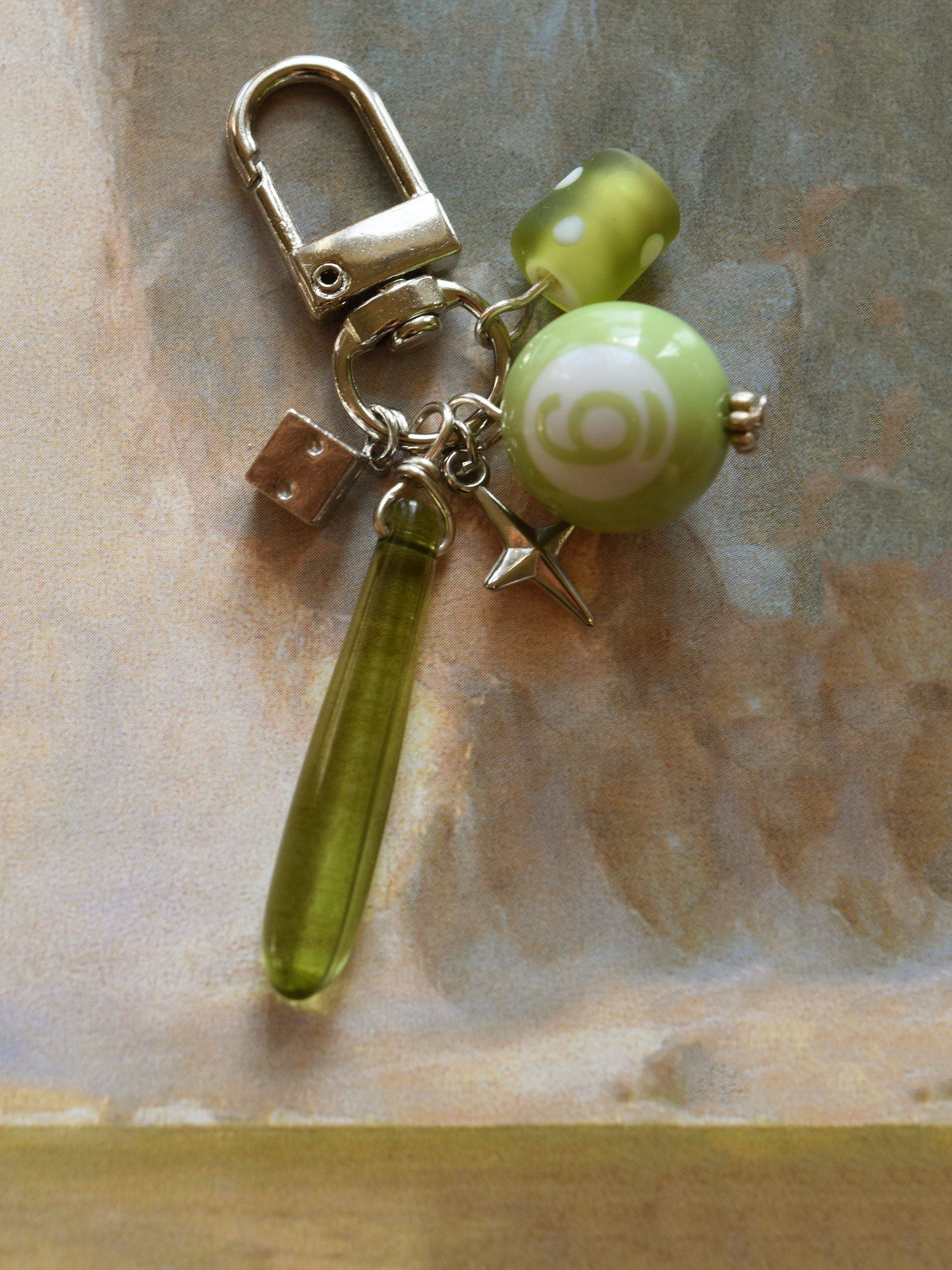 Olive Green Pool Ball Keychain
