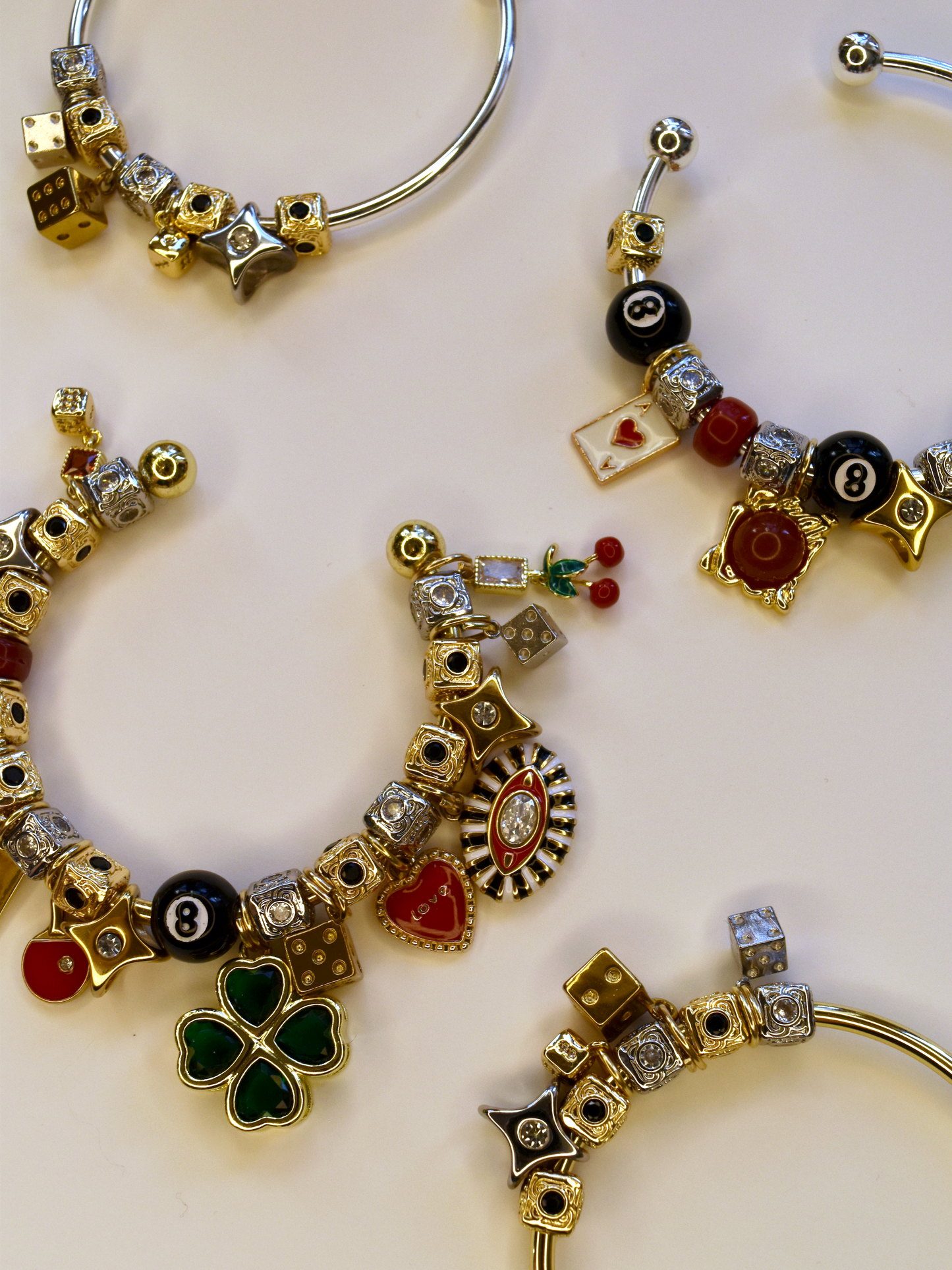Lucky Stack Mixed Metal Slide Charm Bracelet