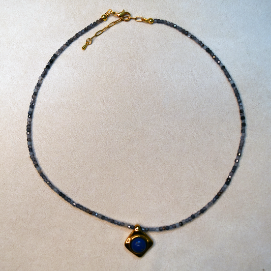 Lapis Rhombus Charm Necklace