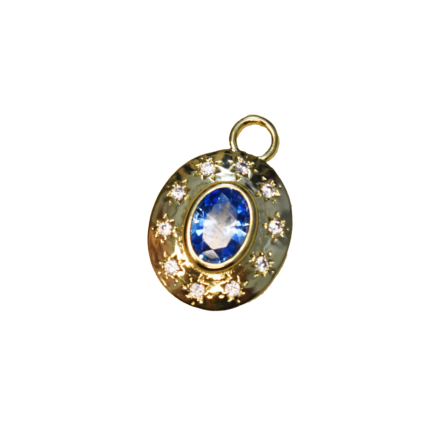 Oval Cornflower Blue Star Charm
