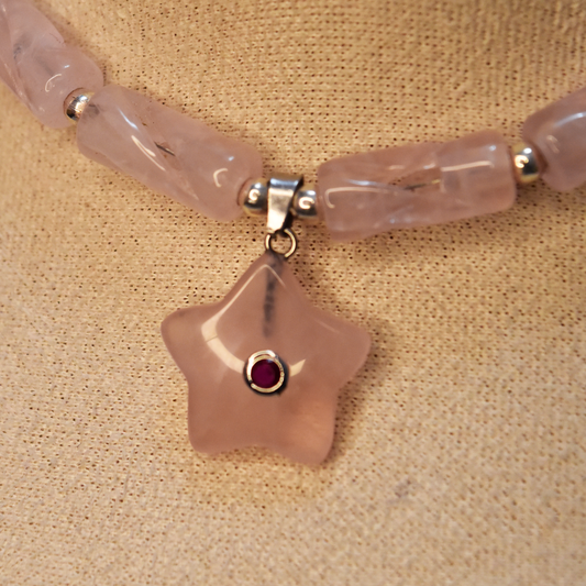 Pink Quartz Star Necklace