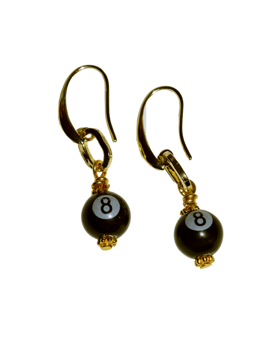 8 Ball Pool Ball Gold Earring