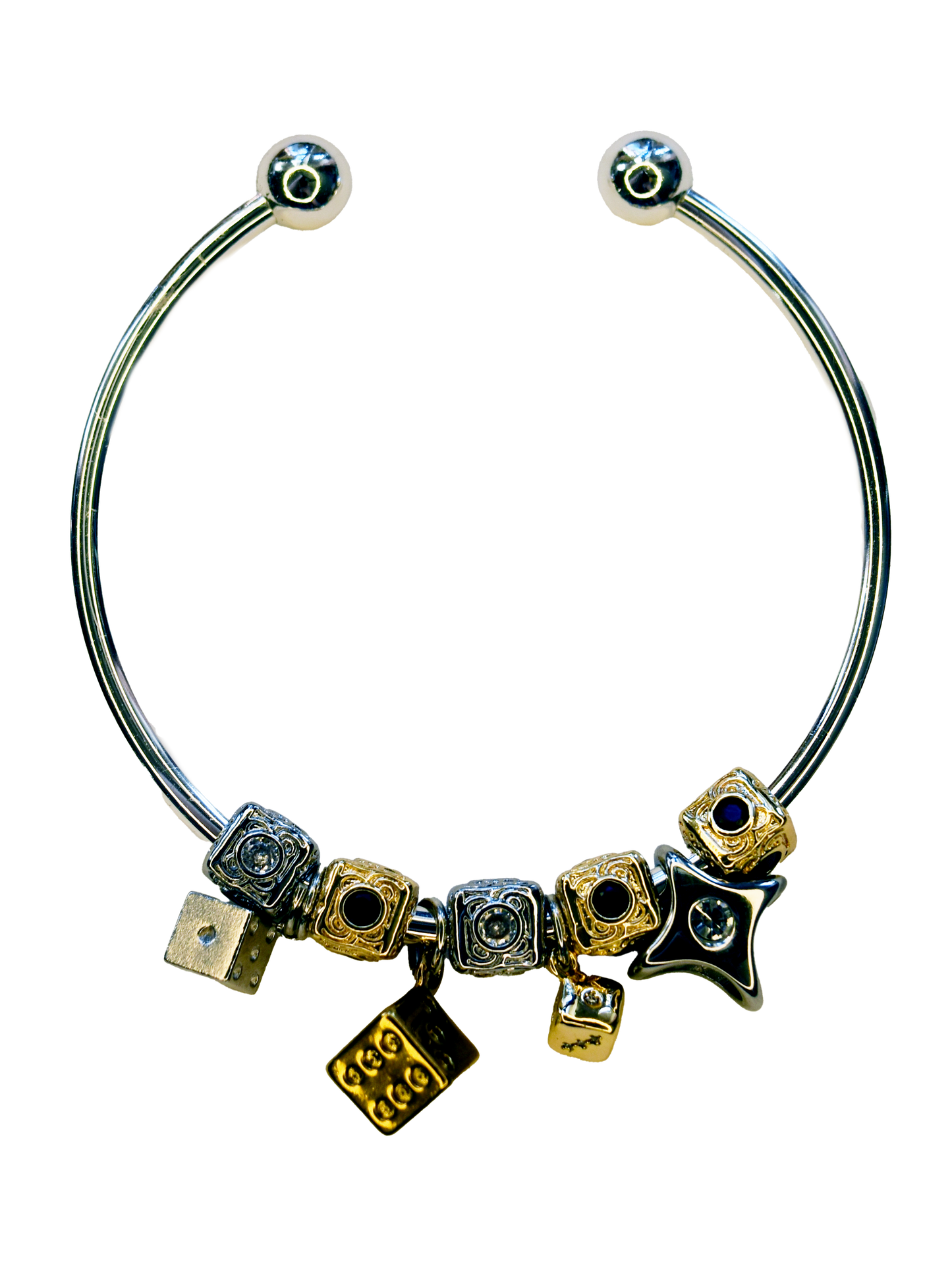 Roll the Dice Mixed Metal Slide Charm Bracelet