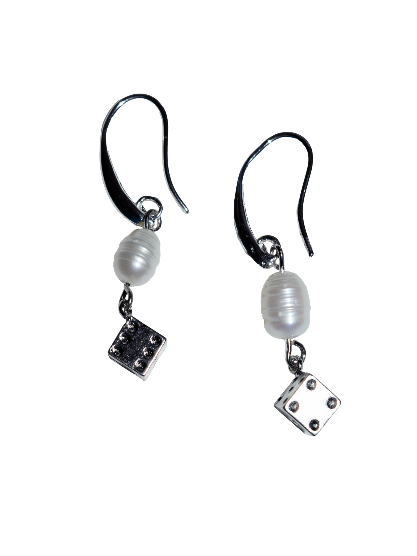 Silver Dice and Pearl Earring
