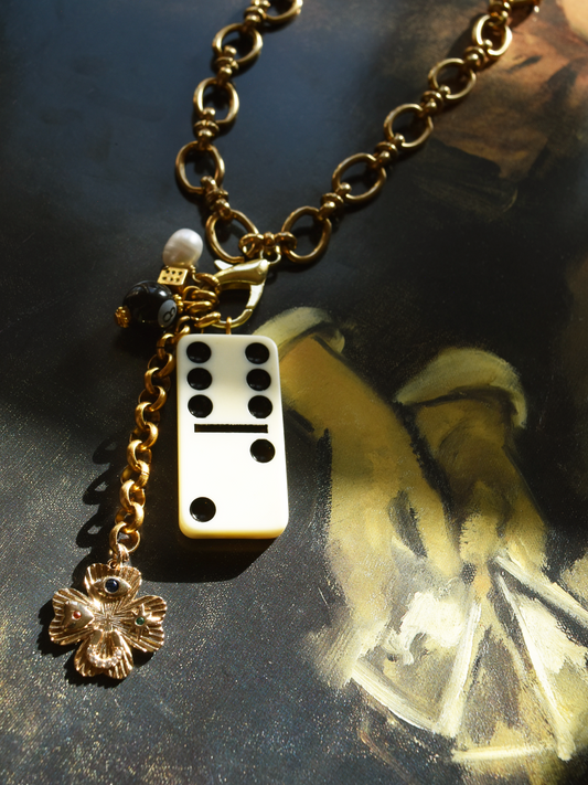 Vintage Domino Charm Chain Necklace