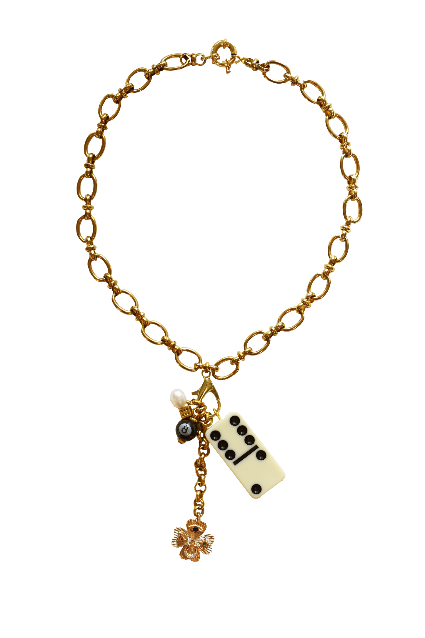 Vintage Domino Charm Chain Necklace