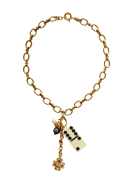 Vintage Domino Charm Chain Necklace