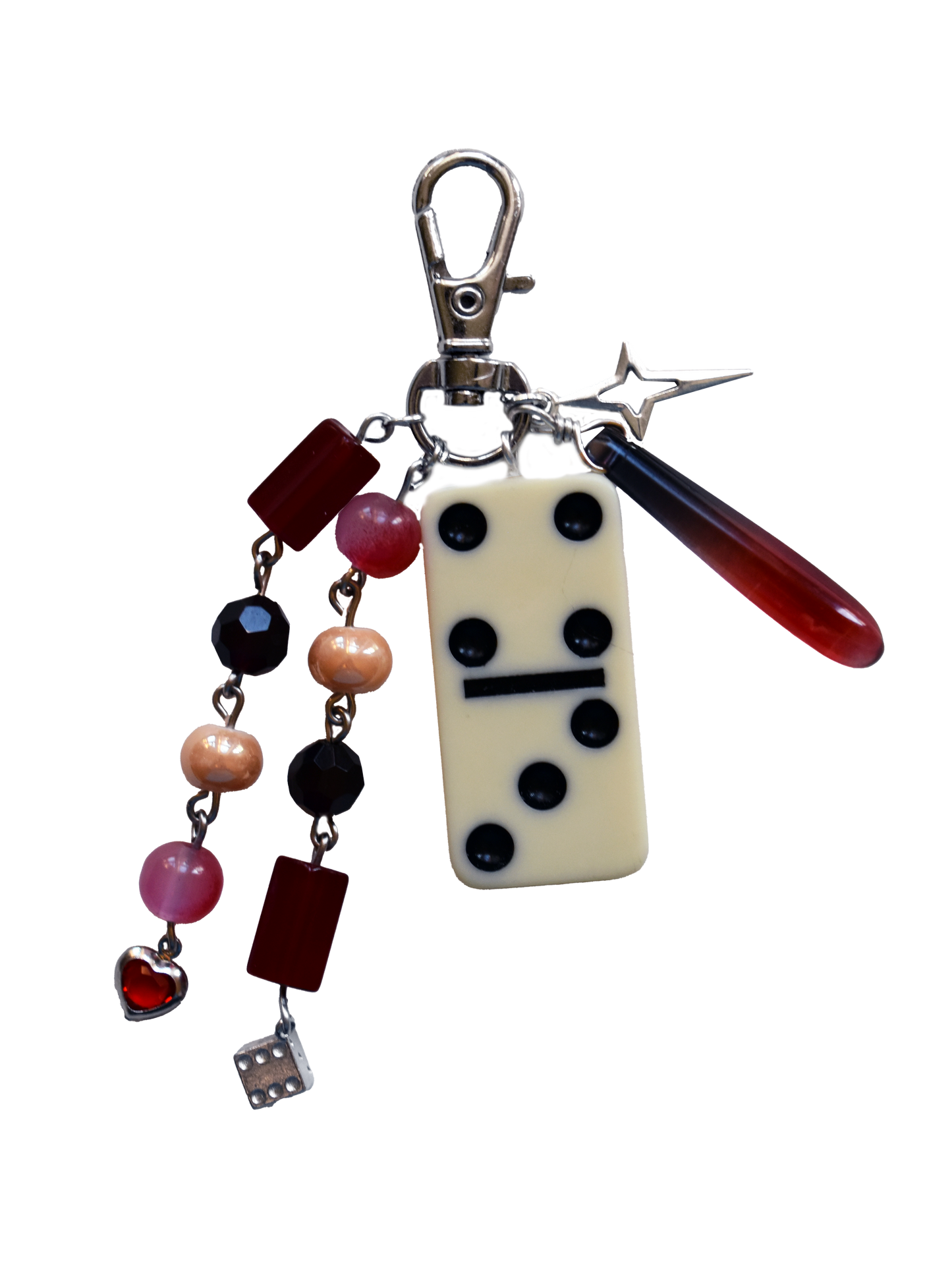 Red and Black Vintage Domino Keychain