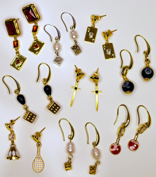 Ace of Hearts Poker Card Gold Earrings