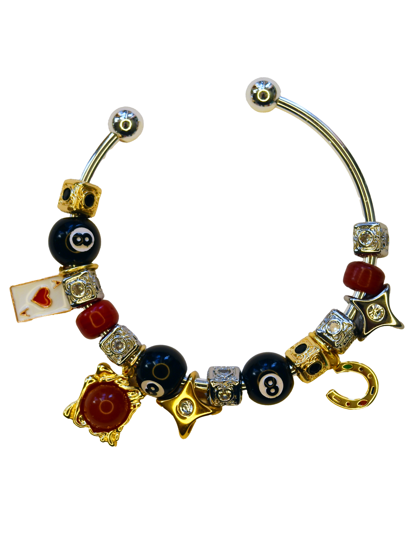 Lucky Stack Mixed Metal Slide Charm Bracelet