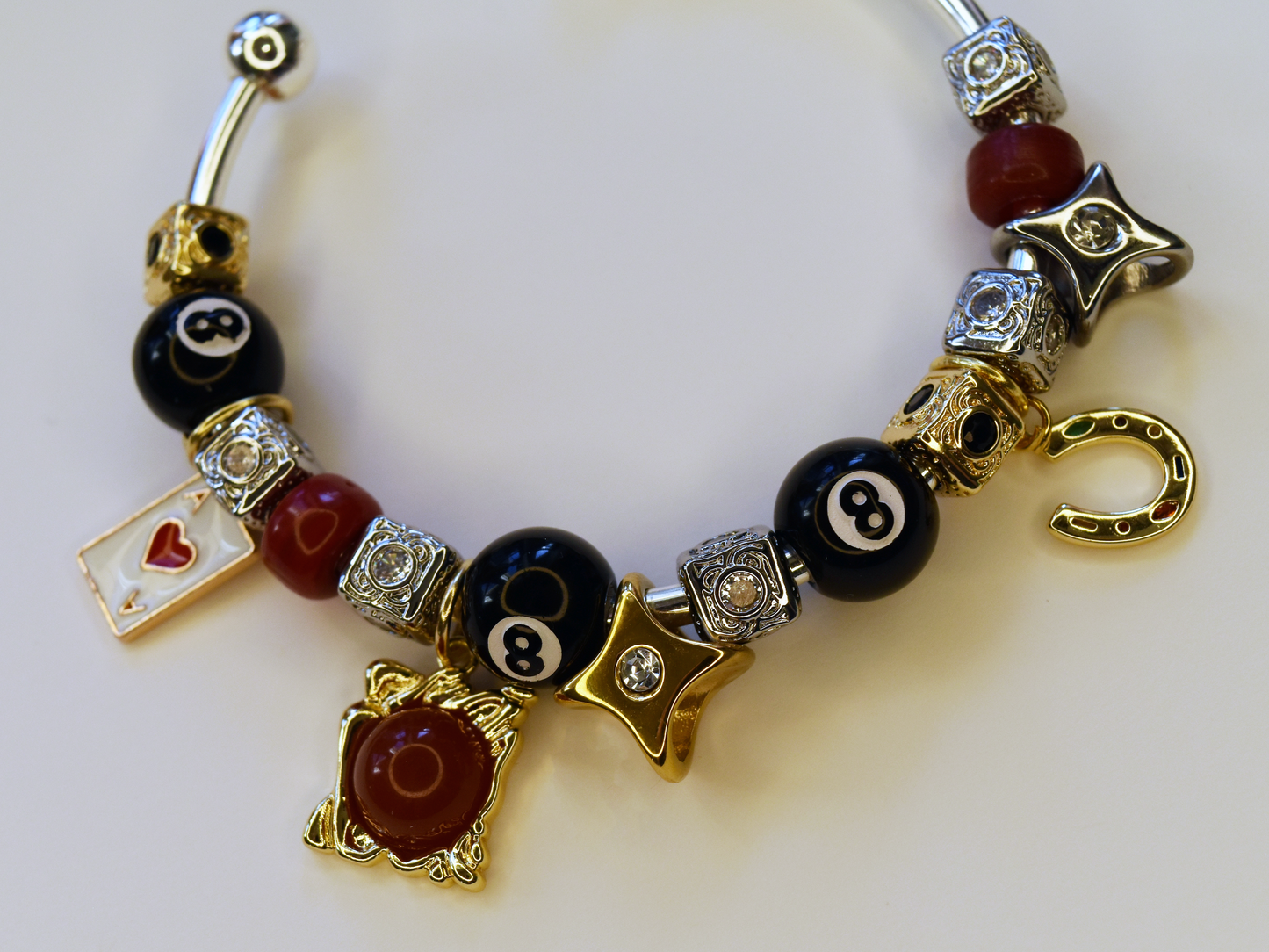 Lucky Stack Mixed Metal Slide Charm Bracelet