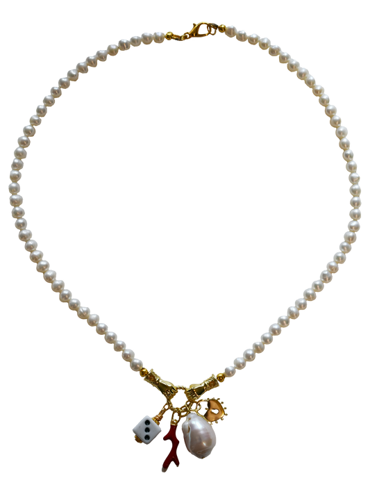 Pearl Hand Charm Necklace