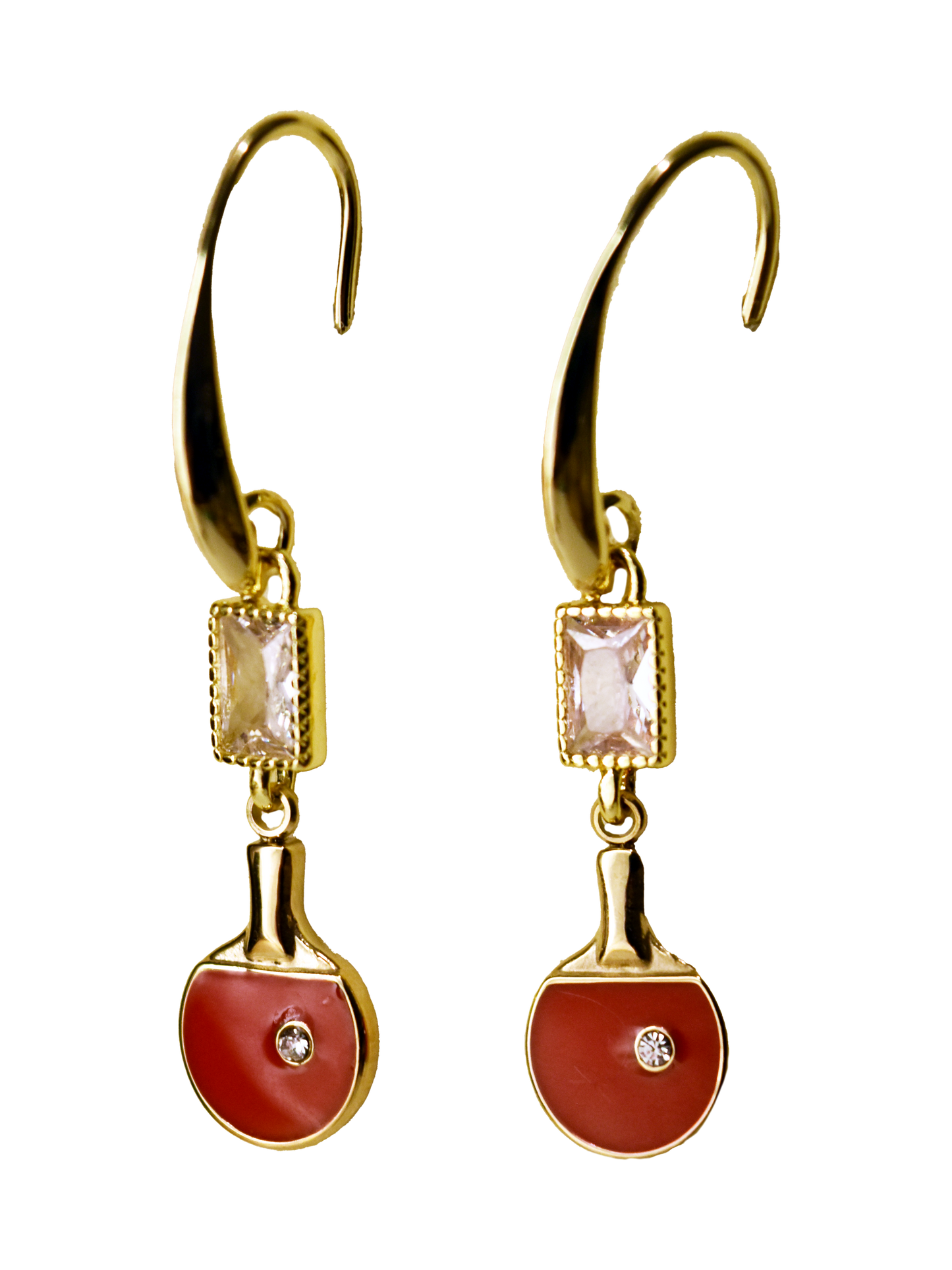 Ping Pong Paddle Gold Earring