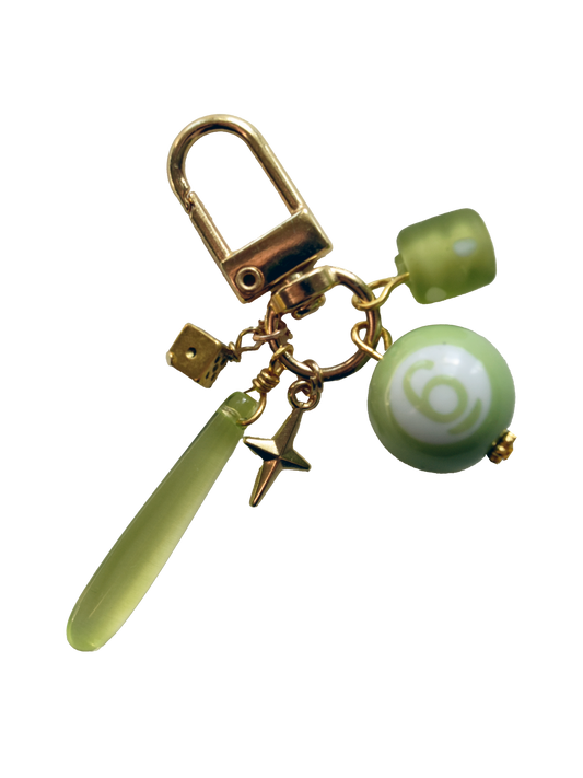 Olive Green Pool Ball Keychain