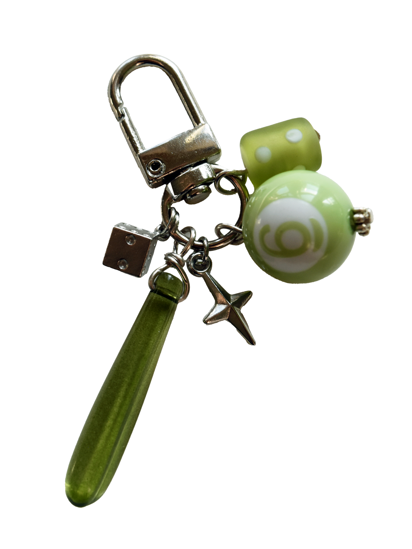 Olive Green Pool Ball Keychain