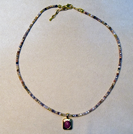 Rhodonite Rectangle Charm Necklace