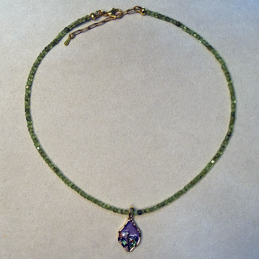 Purple Art Nouveau Charm Necklace