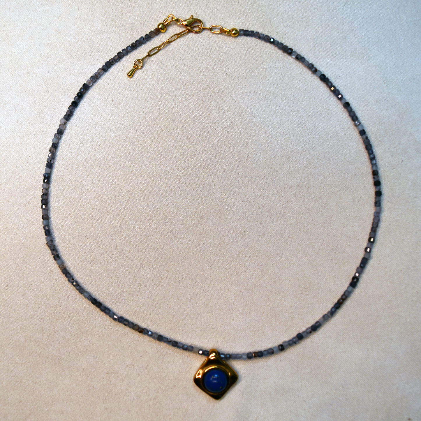 Lapis Rhombus Charm Necklace