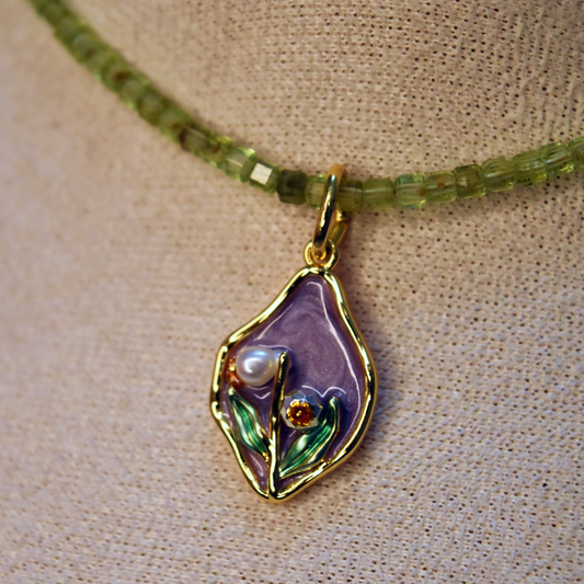 Purple Art Nouveau Charm Necklace