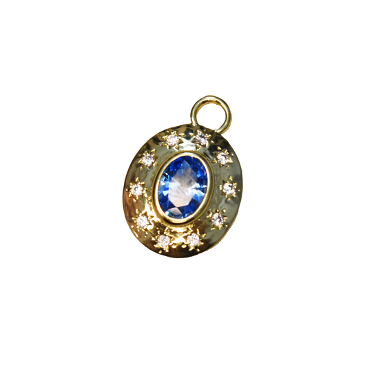 Oval Cornflower Blue Star Charm