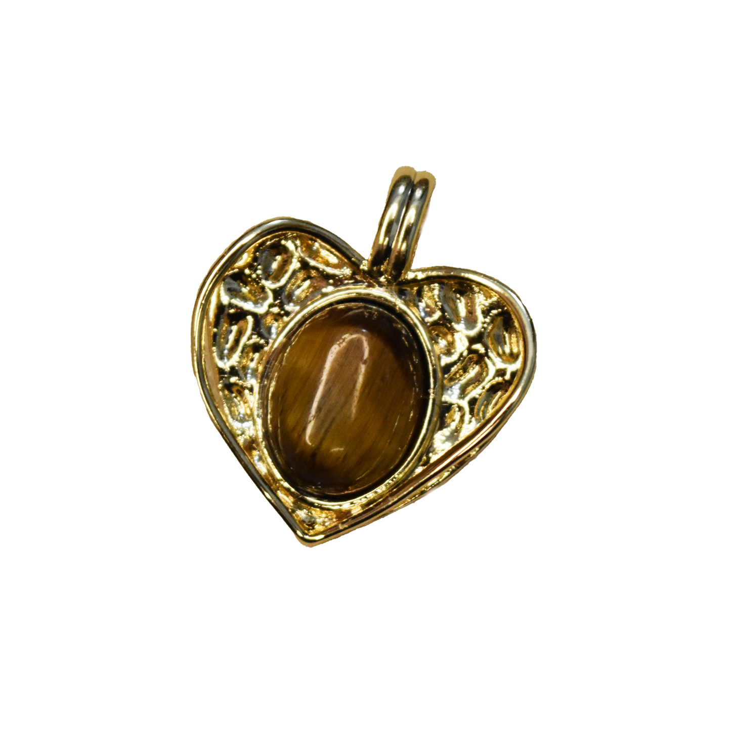 Tiger Eye Heart Charm