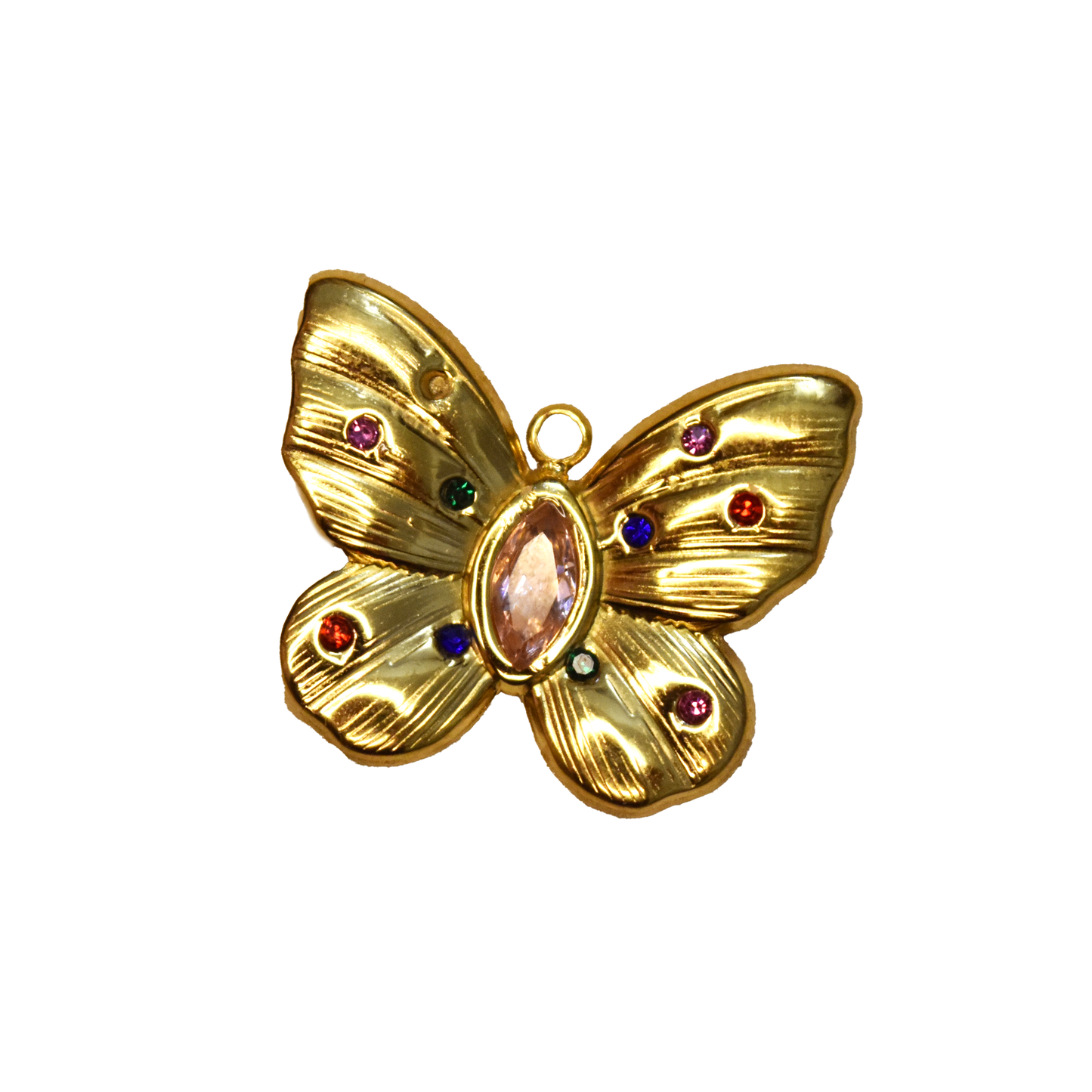 Rhinestone Butterfly Charm 17.5x21x3mm
