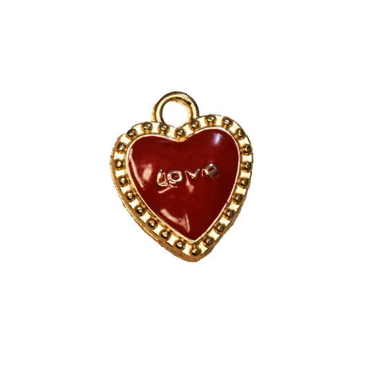 Enamel Love Heart Charm 16x13x3mm