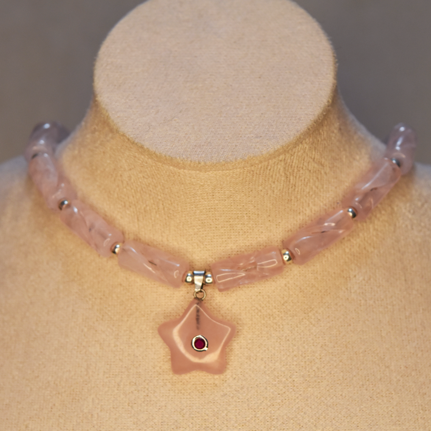 Pink Quartz Star Necklace