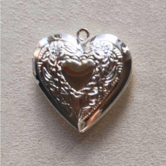 Silver Floral Heart Locket